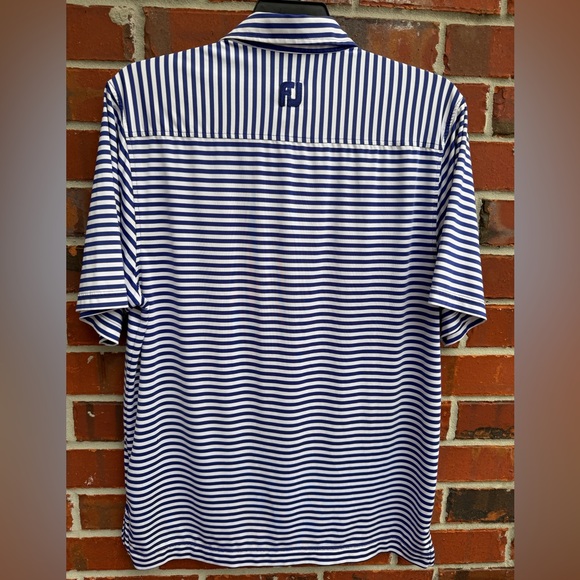 FootJoy LSU Tigers Blue & White Striped Men's M Short Sleeve Golf Polo Shirt T9 - Picture 2 of 8